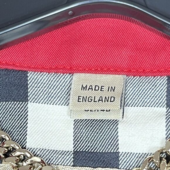 BURBERRY KENSINGTON Trench Coat Nova Check Lined Red Long Jacket Women Size 10 - Picture 13 of 16